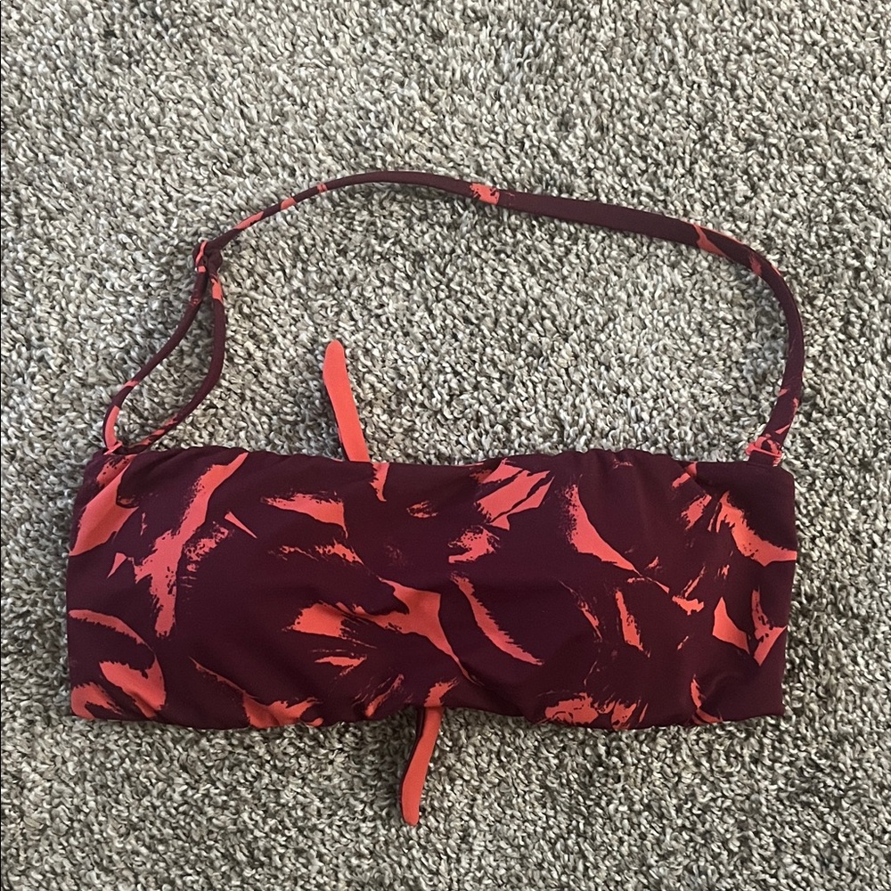 lululemon costal call bikini top mini flower pop poppy coral reversible size 6